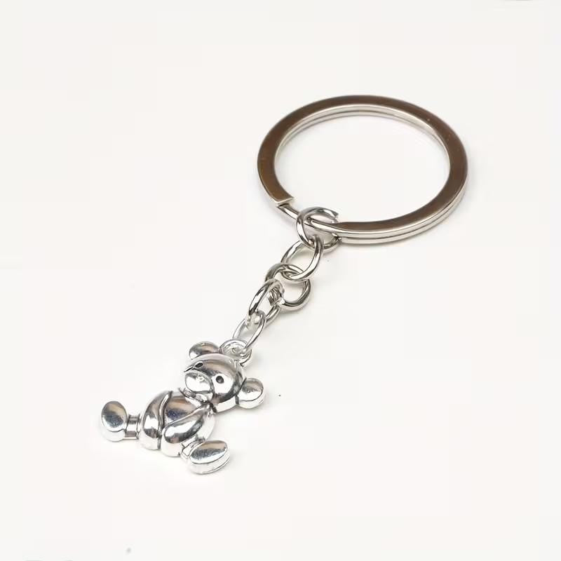 Mini Metal Cute Teddy Bear Charm Keyring Keychain Gift UK