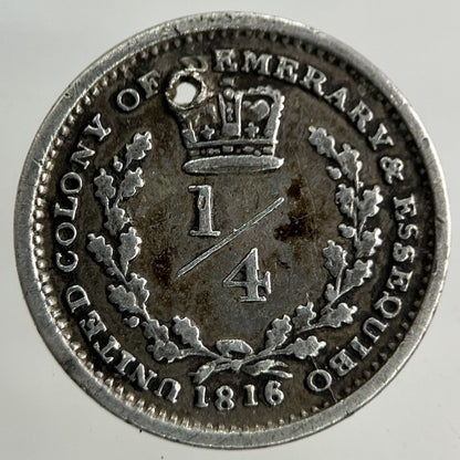 1816 Guyana Demerary & Essequibo 1/4 Guilder Silver Coin | Collectable Grade