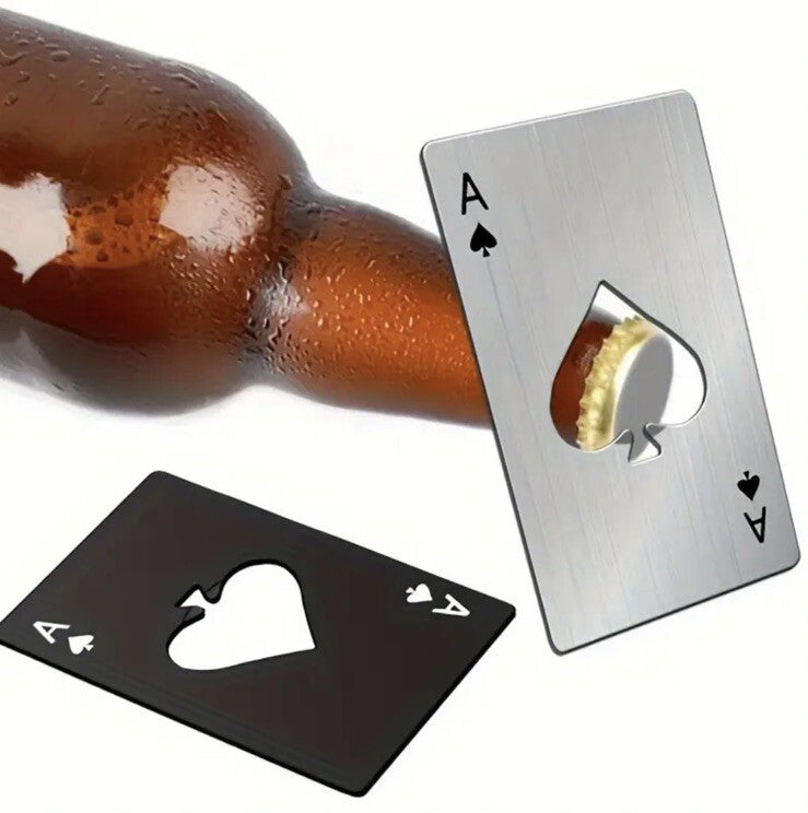 2 x Metal Black & Silver Ace Playing Card Bottle Opener Premium Gift UK