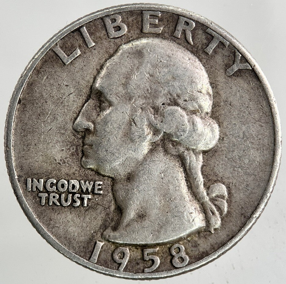 1958 - D US USA Quarter Dollar Silver Coin | Fine Collectable Grade
