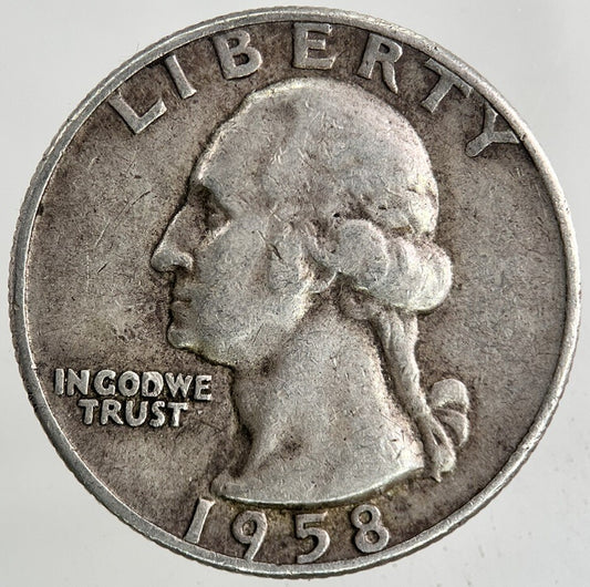 1958 - D US USA Quarter Dollar Silver Coin | Fine Collectable Grade