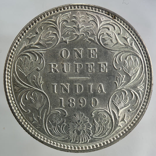 1890 India One Rupee Silver Coin | Very High Grade