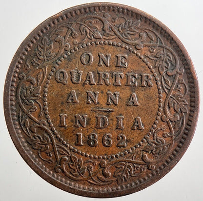 1862 Victoria India Quarter 1/4 Anna Coin | Very High Grade | a7434