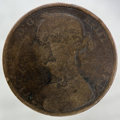 1884 Victoria One Penny Coin | Worn Grade