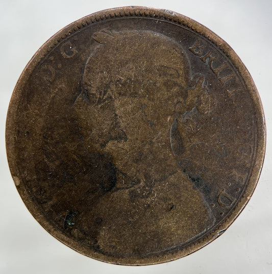 1884 Victoria One Penny Coin | Worn Grade