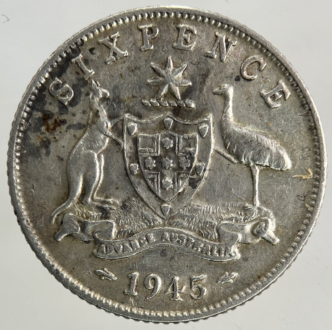 1945 Australia Sixpence Silver Coin | Fine Collectable Grade