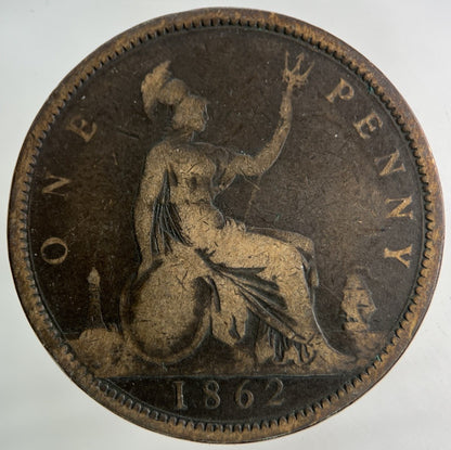 1862 Victoria One Penny Coin | Collectable Grade