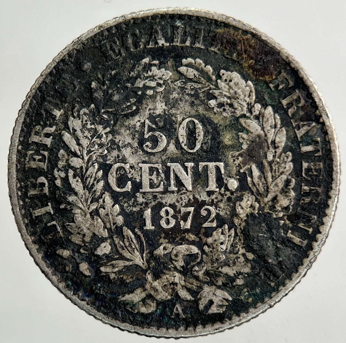 1872 France 50 Centimes Silver Coin | Fine Collectable Grade