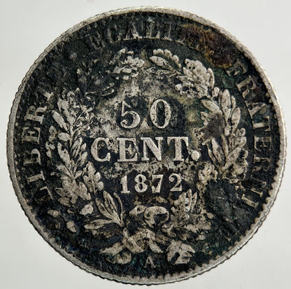 1872 France 50 Centimes Silver Coin | Fine Collectable Grade