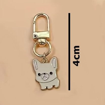 Mini Metal Cute Cream Chihuahua Dog Charm Keyring Keychain Gift UK