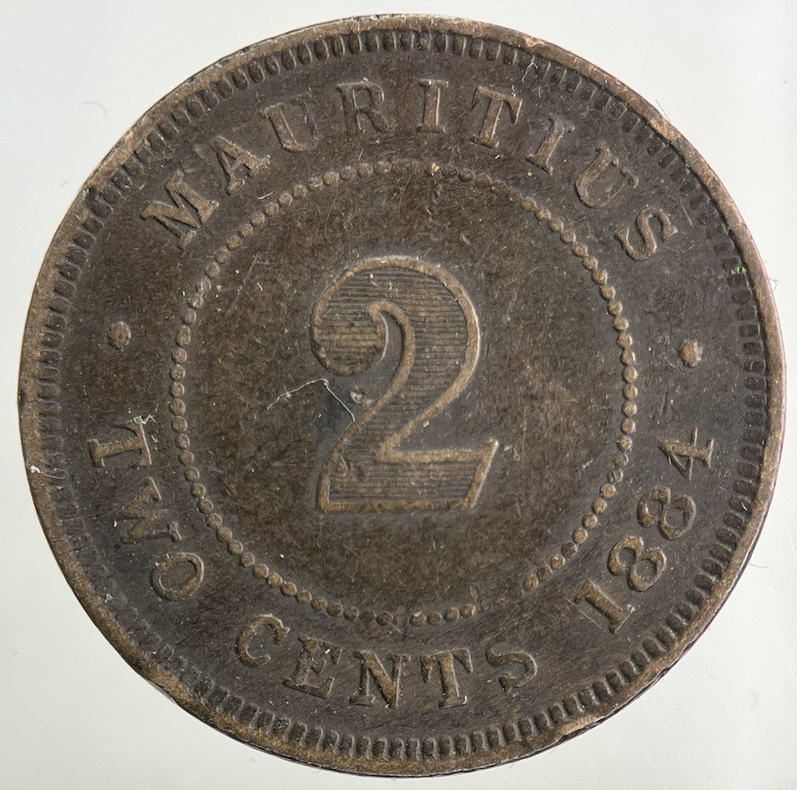 1882 Mauritius 2 Cents Coin | Fine Collectable Grade