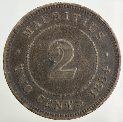 1882 Mauritius 2 Cents Coin | Fine Collectable Grade