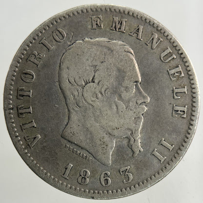 1863 Italy 1 Lira Silver Coin | Collectable Grade