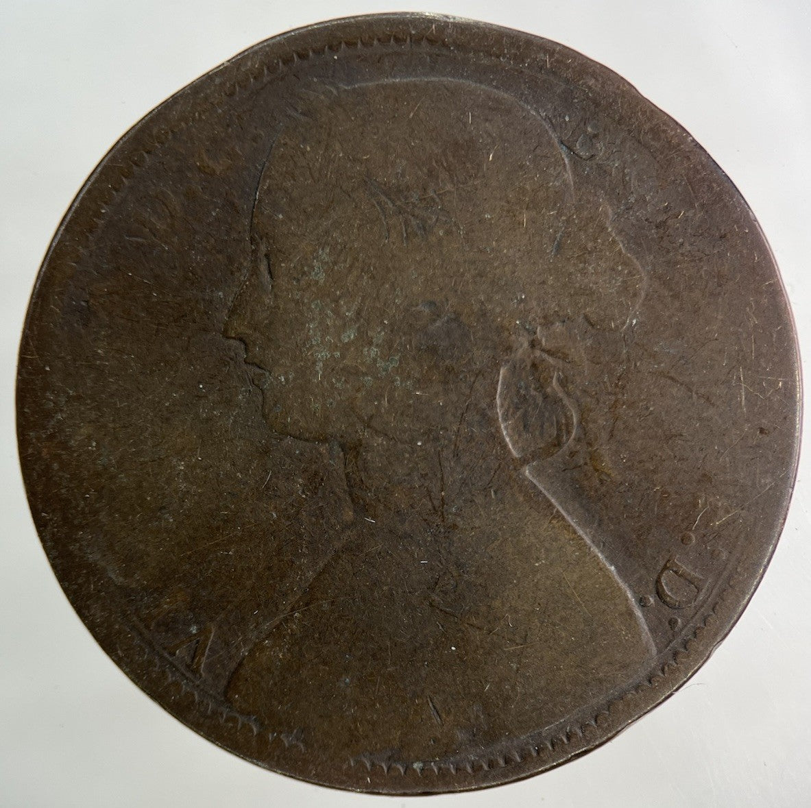 1872 Victoria One Penny Coin | Worn Grade