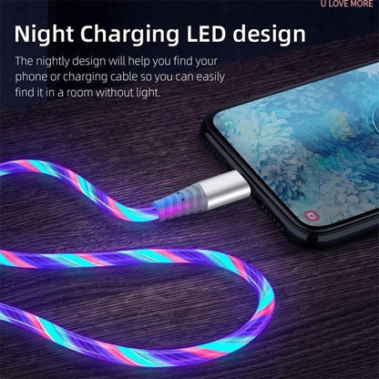 Micro - USB Multi - Coloured Flowing LED USB Cable Charging Charger