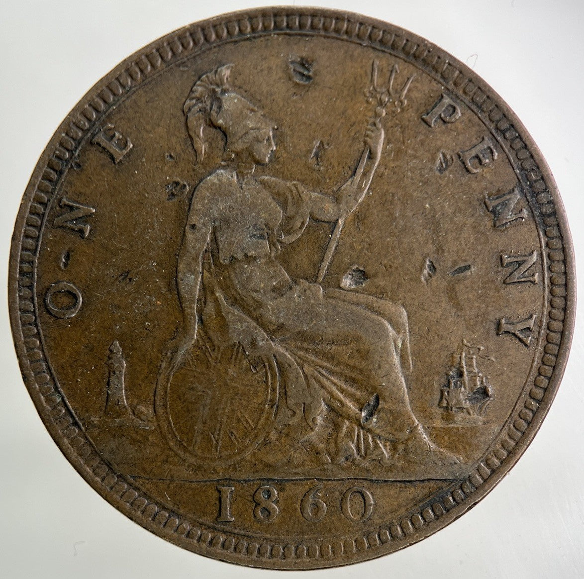 1860 Victoria One Penny Coin | Fine Collectable Grade
