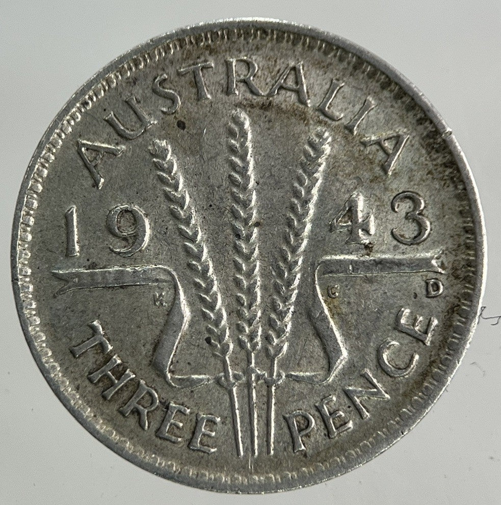 1943 - D Australia Threepence Silver Coin | Fine Collectable Grade