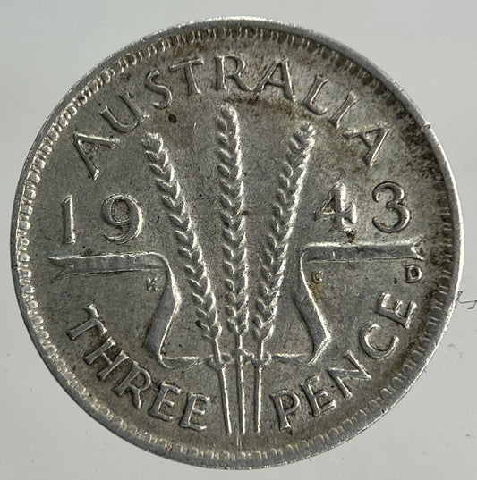1943 - D Australia Threepence Silver Coin | Fine Collectable Grade