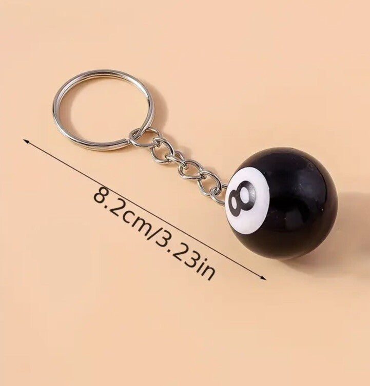 Black 8 Snooker Ball Shaped Keyring Premium Keychain Gift UK
