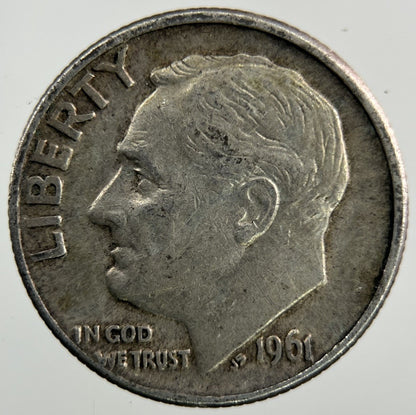 1961 - D US USA Roosevelt Dime Silver Coin | Fine Collectable Grade