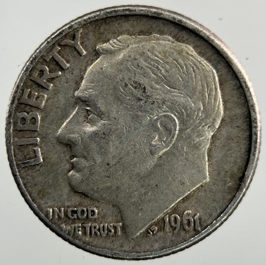 1961 - D US USA Roosevelt Dime Silver Coin | Fine Collectable Grade