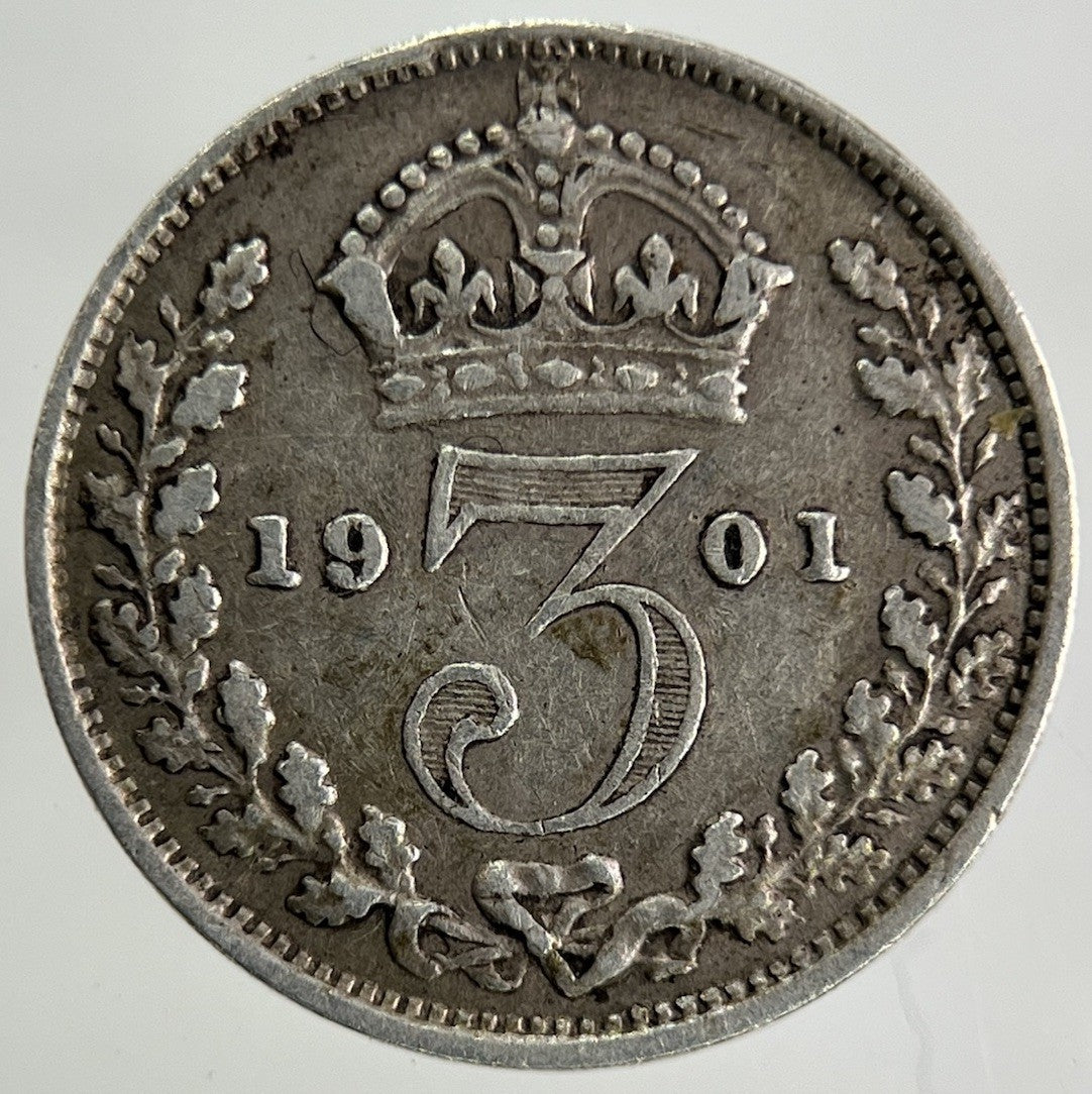 1901 Victoria Threepence Silver Coin | Fine Collectable Grade