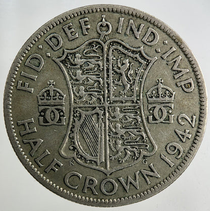 1942 George VI Half - Crown Silver Coin | Fine Collectable Grade