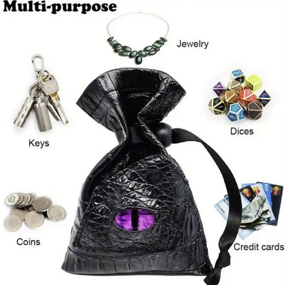 Black & Purple Dragon Eye Coin or Dice Storage Pouch Sack Bag