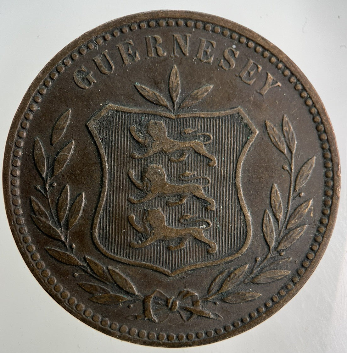 1911 Guernsey 8 Doubles Coin | Fine Collectable Grade