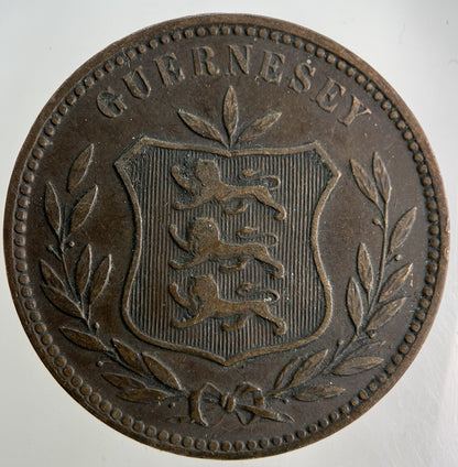 1911 Guernsey 8 Doubles Coin | Fine Collectable Grade