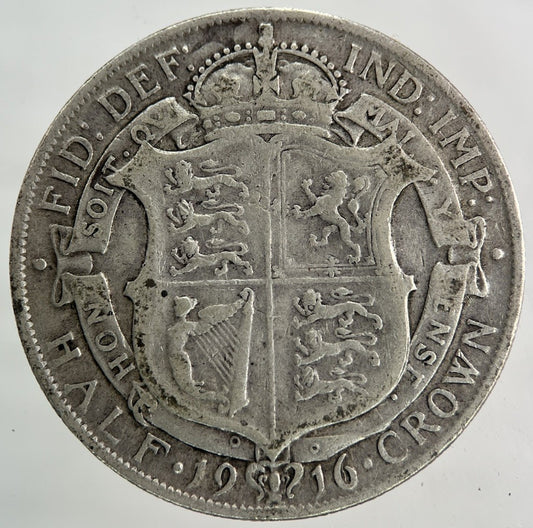 1916 George V Half - Crown Silver Coin | Fine Collectable Grade