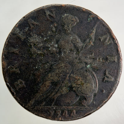 1744 George II 2nd Half - Penny Coin | Fine Collectable Grade