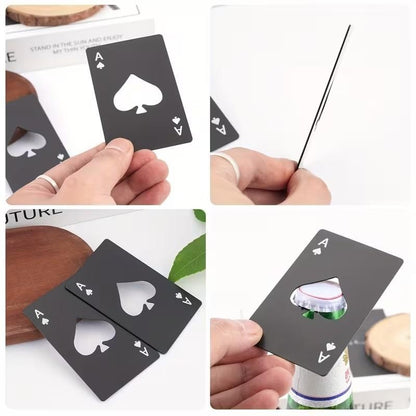 Black Solid Metal Ace Playing Card Casino Gambling Bottle Opener Premium Gift UK