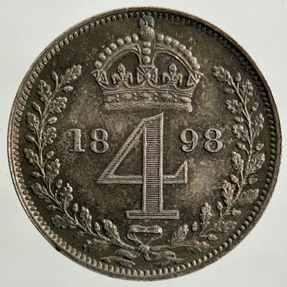 1898 Victoria Maundy Four - Pence Silver Coin | Very High Grade