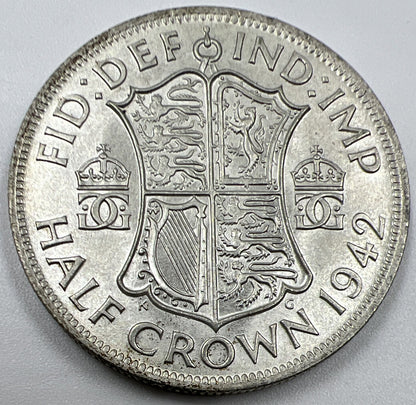 1942 George VI Half - Crown | British Silver Coin | Very Fine Grade | a1060
