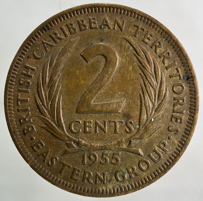 1955 British Caribbean Territories 2 Cents Coin | Fine Collectable Grade