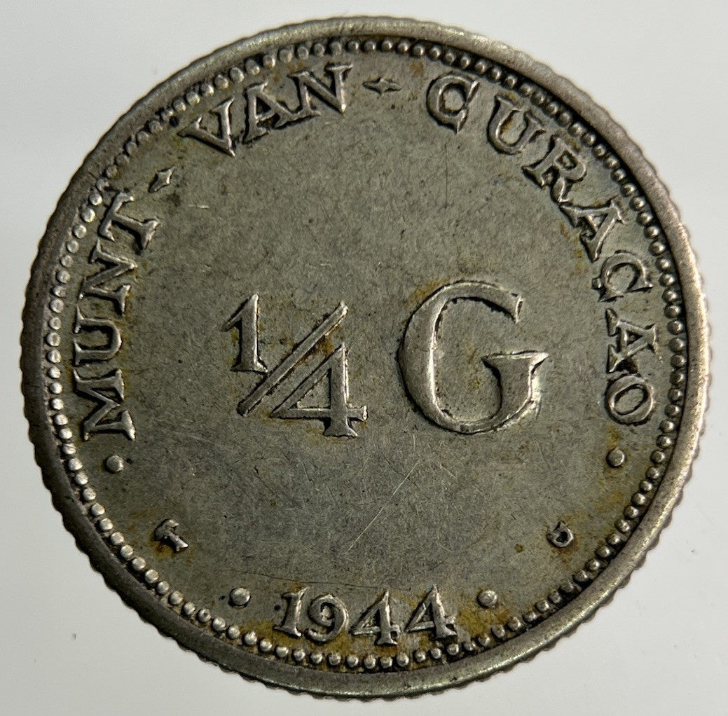 1944 Netherlands 1/4 Gulden Silver Coin | Very High Grade