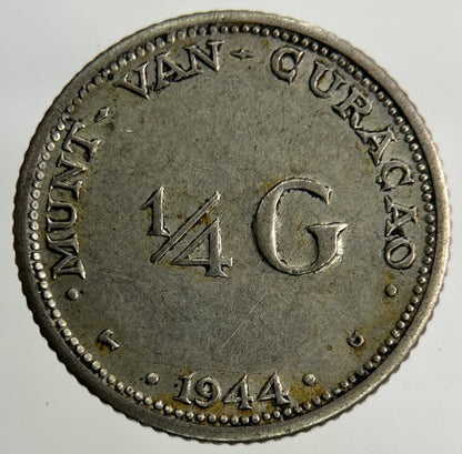 1944 Netherlands 1/4 Gulden Silver Coin | Very High Grade