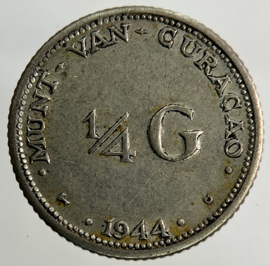 1944 Netherlands 1/4 Gulden Silver Coin | Very High Grade