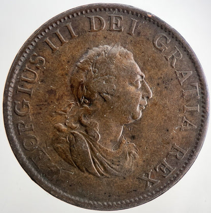 1799 George 3rd III Half - Penny British Coin | Fine Collectable Grade | a9043