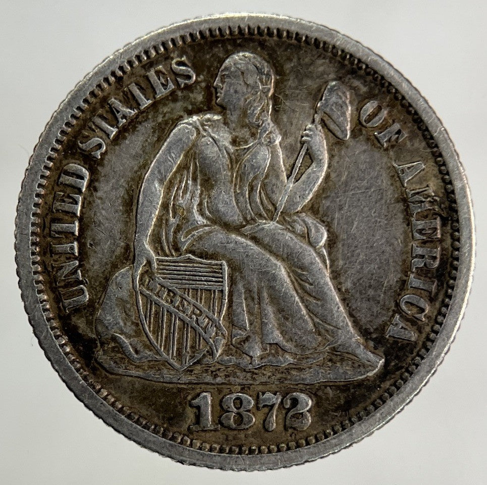 1872 US USA One Dime Silver Coin | Very High Grade