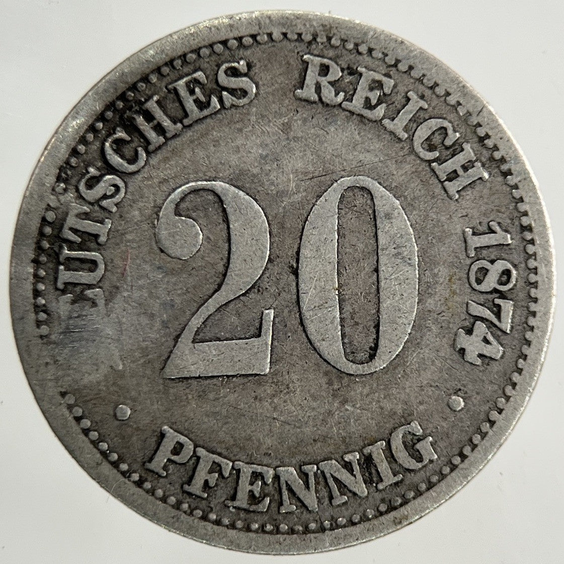 1874 Germany 20 Pfennig Silver Coin | Collectable Grade