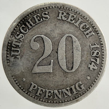 1874 Germany 20 Pfennig Silver Coin | Collectable Grade