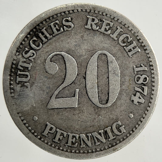 1874 Germany 20 Pfennig Silver Coin | Collectable Grade