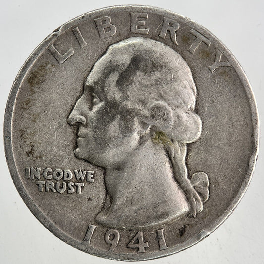 1941 - S US USA Quarter Dollar Silver Coin | Fine Collectable Grade