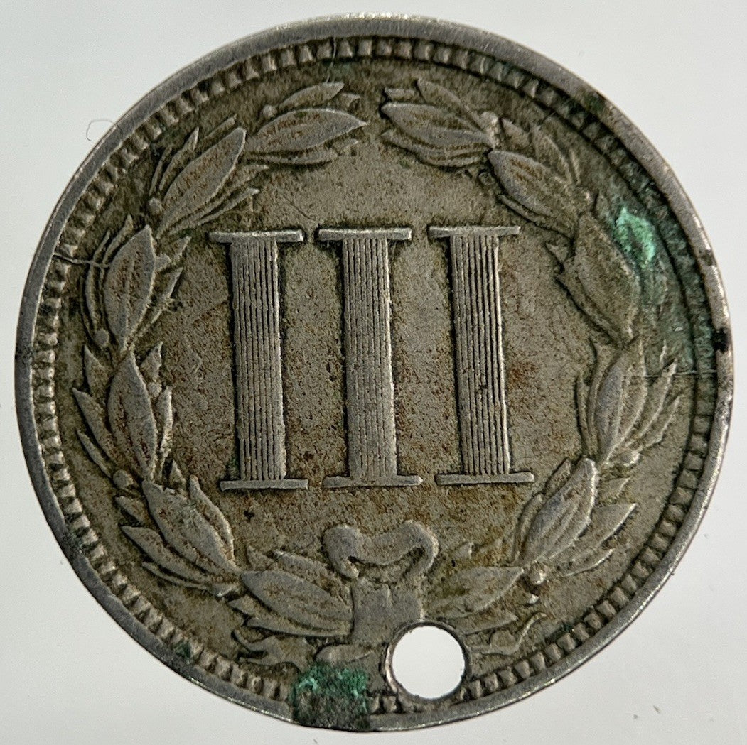1866 US USA 3 III Cents Nickel Coin | Fine Collectable Grade