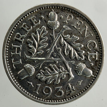 1934 George V Threepence Silver Coin | Very High Grade