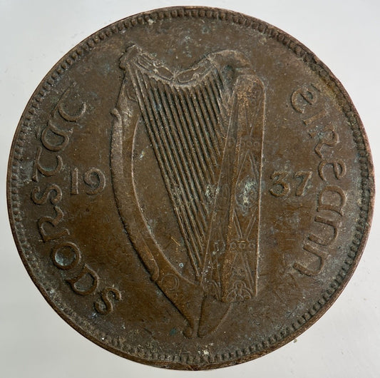 1937 Irish Ireland One Penny Coin | Fine Collectable Grade