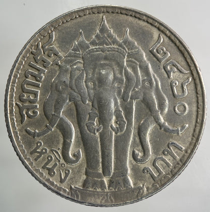 1913 - 1918 Thailand Large 1 Baht Silver Elephant Coin | Very High Grade