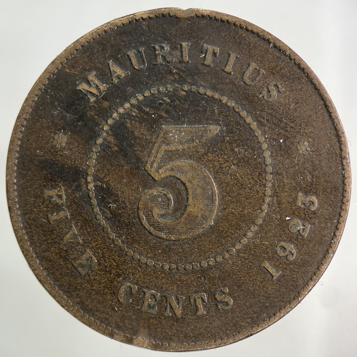 1923 Mauritius 5 Cents Coin | Collectable Grade